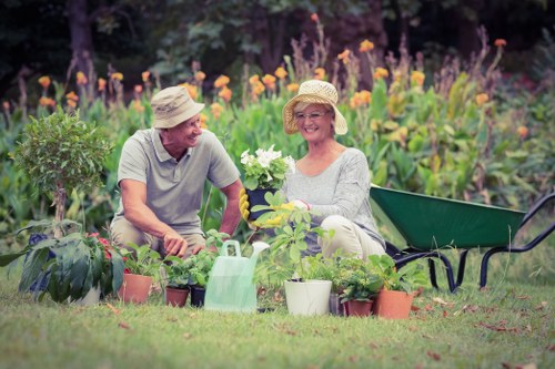 Gardener preparing a garden service agreement